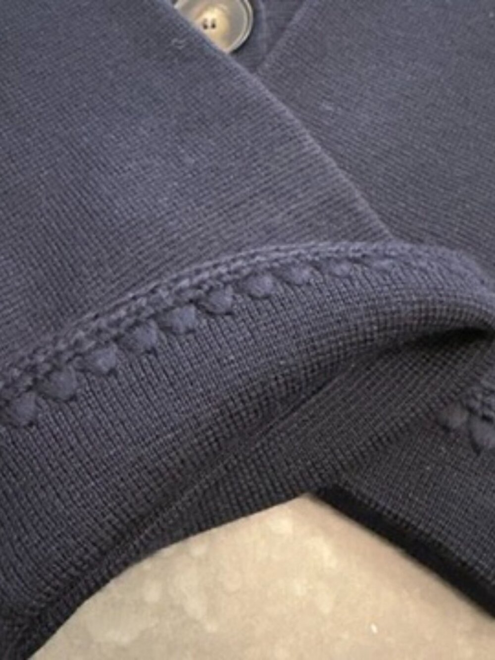 Sézane La Maille Betty Crochet Trim Knit Jacket Sweater Navy NWT Size L - Picture 6 of 14